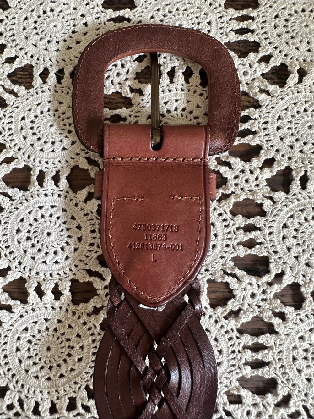 Lauren Ralph Lauren Braided Leather Belt Brown Wide Western Size L - Picture 8 of 8